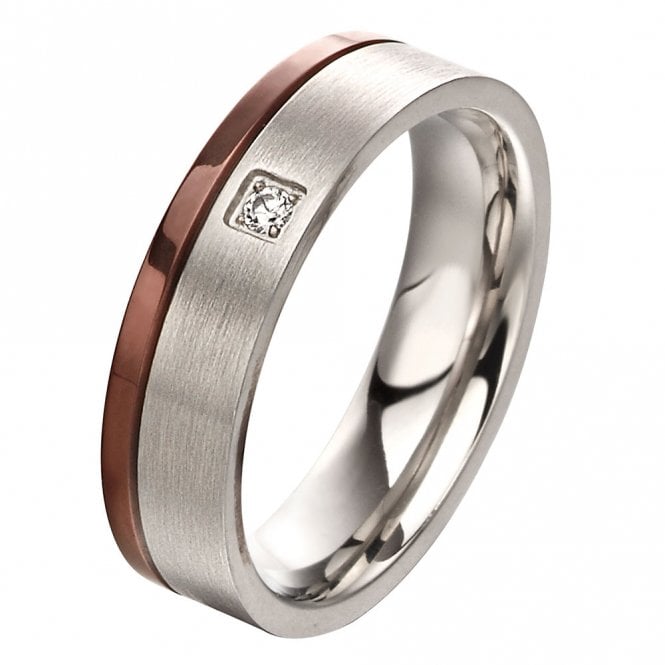 Stainless Steel and Cubic Zirconia Ring by Fred Bennett