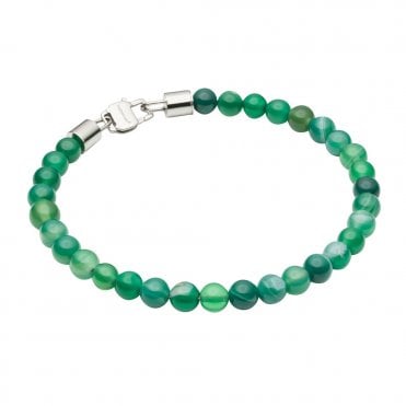 Stainless Steel and Green Agate Bracelet by Fred Bennett