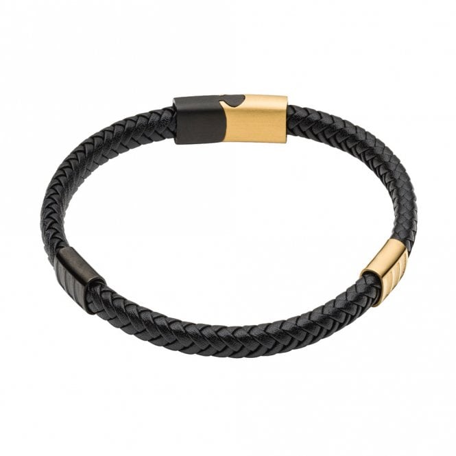 Stainless Steel and Leather Bracelet by Fred Bennett