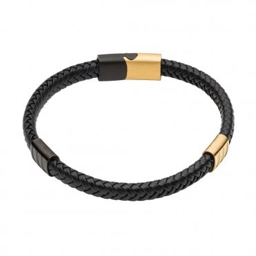 Stainless Steel and Leather Bracelet by Fred Bennett