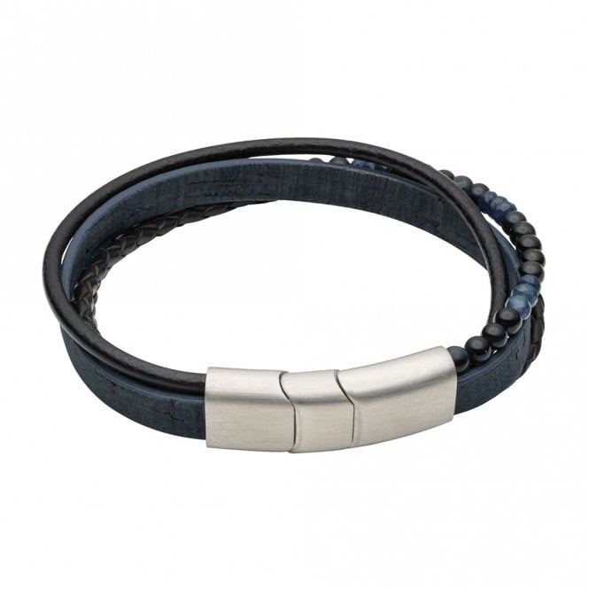 Stainless Steel and Leather Bracelet by Fred Bennett