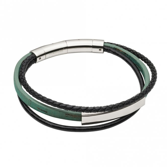 Stainless Steel and Leather Bracelet by Fred Bennett