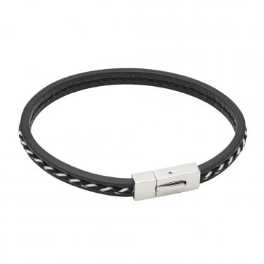 Stainless Steel and Leather Bracelet by Fred Bennett