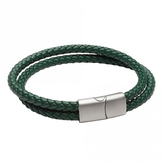 Stainless Steel and Leather Double Bracelet by Fred Bennett