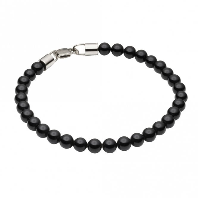 Stainless Steel and Onyx Bead Bracelet by Fred Bennett