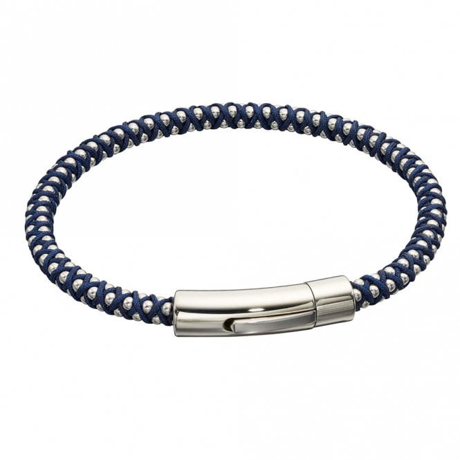 Stainless Steel Blue Para Cord Bead Bracelet by Fred Bennet