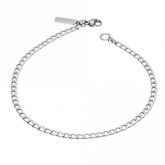 Stainless Steel Fine Curb Chain Bracelet by Fred Bennett
