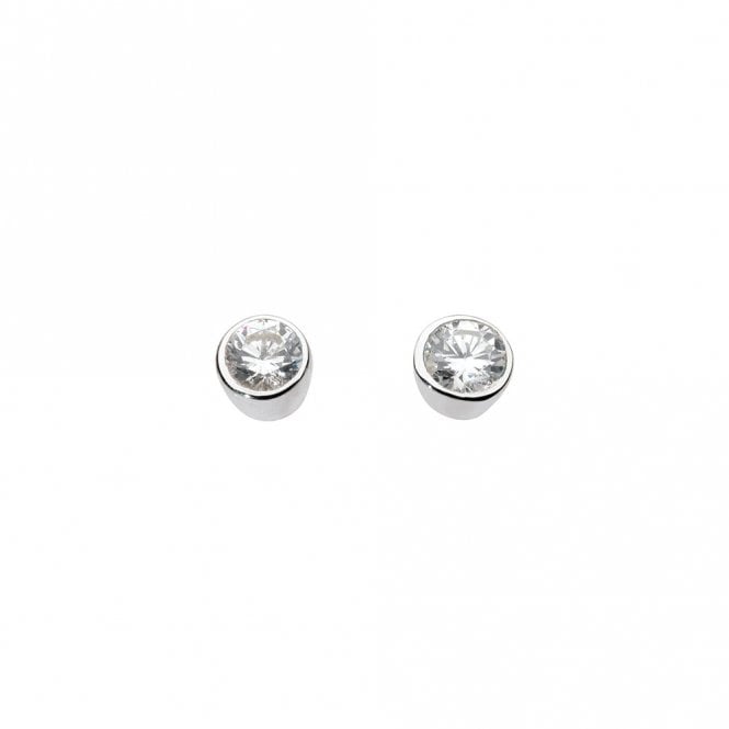 Sterling Silver Cubic Zirconia Stud Earrings by Dew