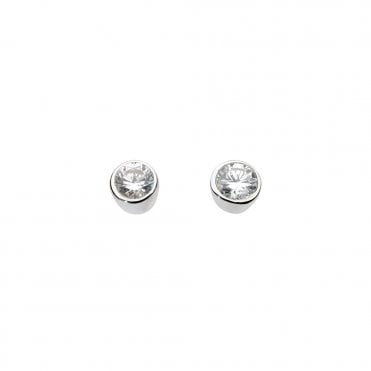 Sterling Silver Cubic Zirconia Stud Earrings by Dew
