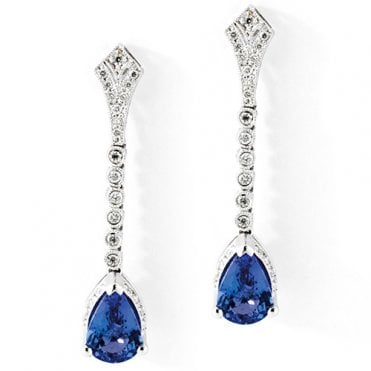 Tanzanite and diamond drop earrings