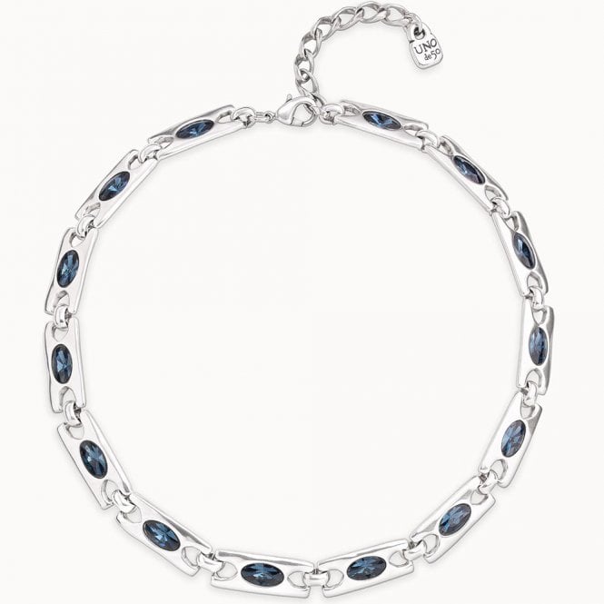 The Crown Blue Crystal Necklace by Uno de 50