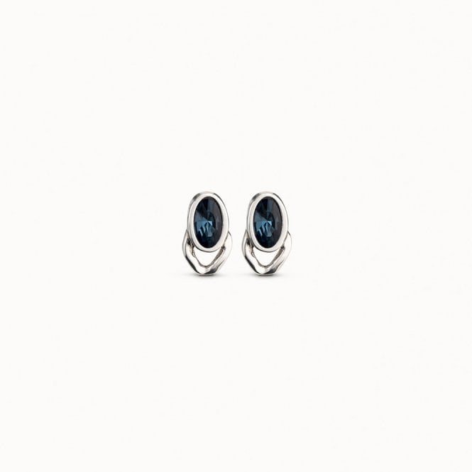 The Queen Blue Crystal Stud Drop Earrings by Uno de 50