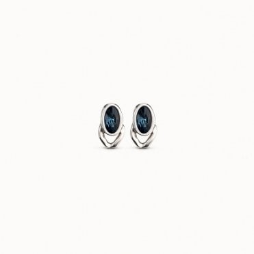 The Queen Blue Crystal Stud Drop Earrings by Uno de 50