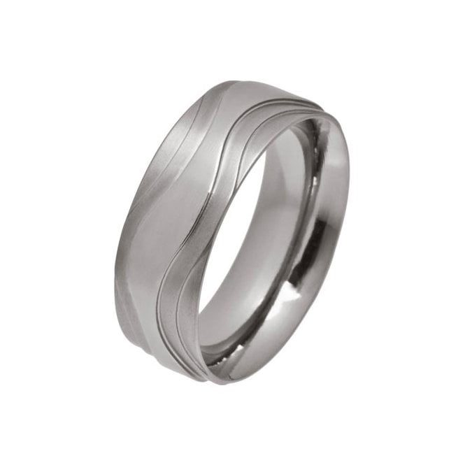 Titanium triple tier wave ring