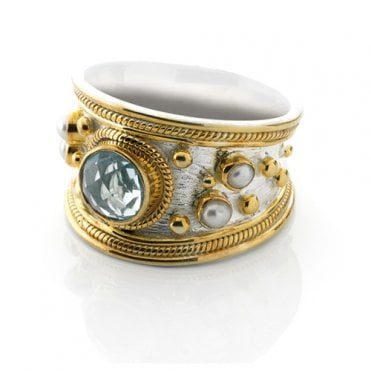 Topaz and pearl ring