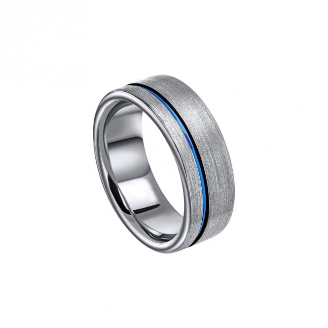 Tungsten blue stripe ring by Fred Bennett