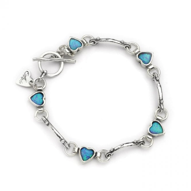 Turquoise opal hearts bracelet