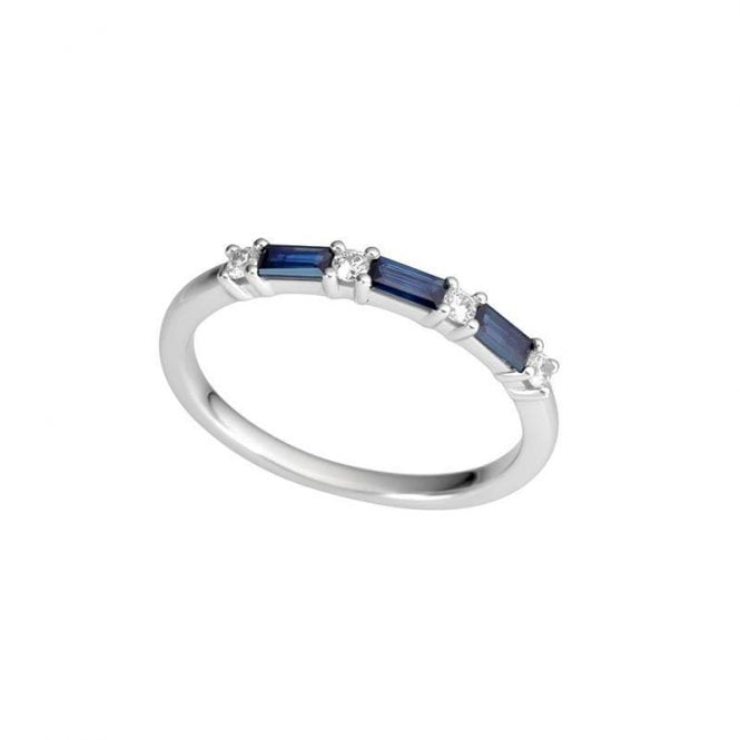 White gold diamond and sapphire ring