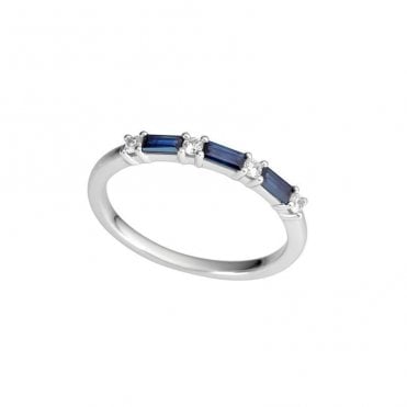 White gold diamond and sapphire ring