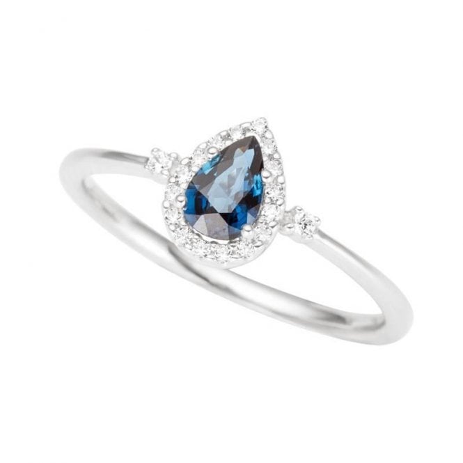 White gold diamond and sapphire ring