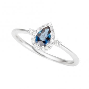 White gold diamond and sapphire ring