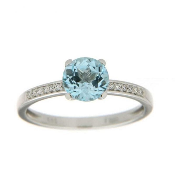 White gold diamond and topaz ring