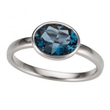 White gold London blue topaz ring