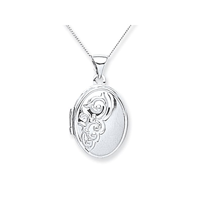 White gold oval locket