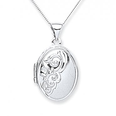 White gold oval locket
